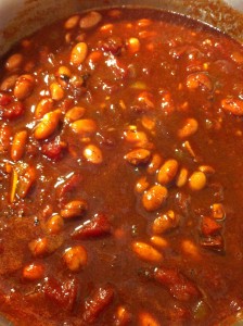 Adding the beans.