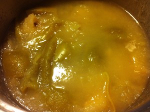 Cooking the apples to make pectin.