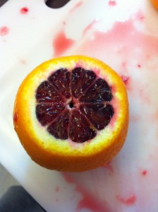 The end cut off the orange. It's a beautiful ruby color.