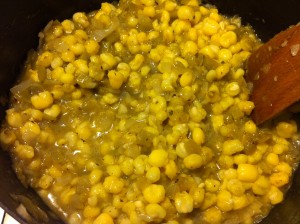 Adding the hominy