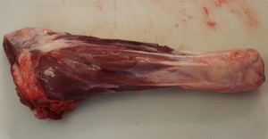 The cleaned lamb shank. Admittedly not perfect, but a whole lot better.