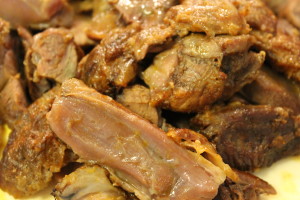 The meat trimmed off the bone. I prefer to do this if I use fore shanks.