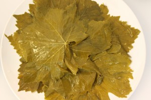 The grape leaves. be sure to rinse them thoroughly after remaoving them from the brine.