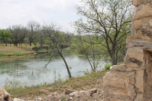 The San Saba River at the back of the fort.