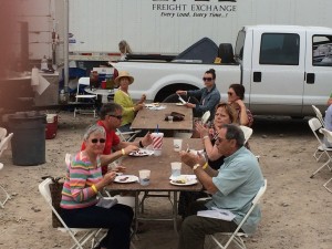 Enjoying the music and the food.