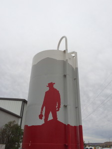 Cowboy on tank.