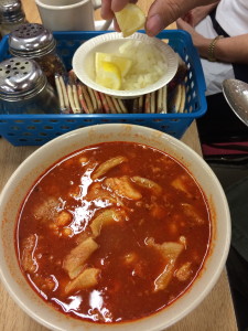 Dad's Menudo. It actually wasn't too unpleasant.